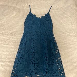ASTR Blue Floral Embroidered Dress